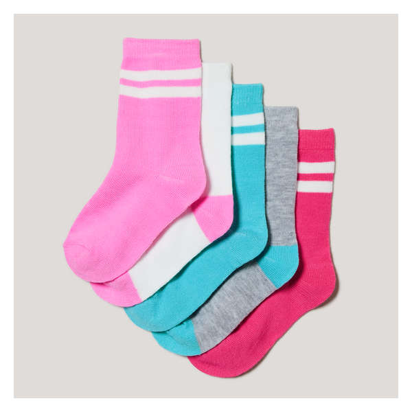 Toddler Girls' 5 Pack Crew Socks - Pink