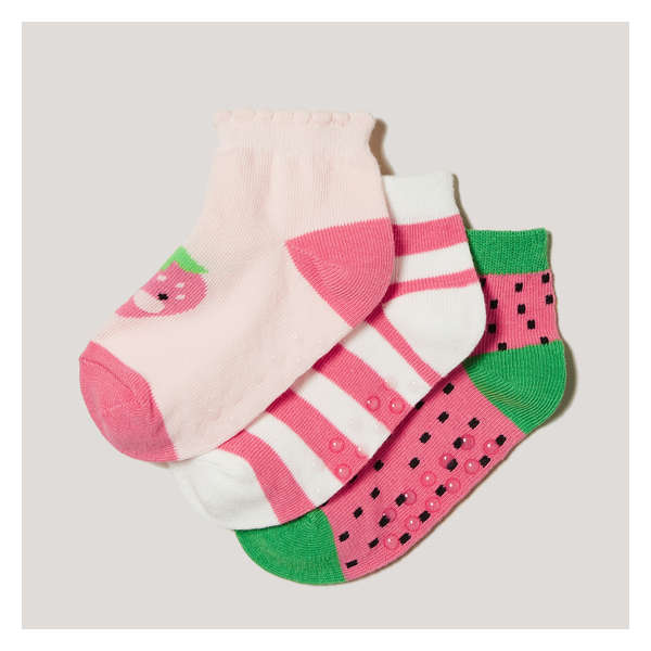 Toddler Girls' 3 Pack Low-Cut Socks - Pink