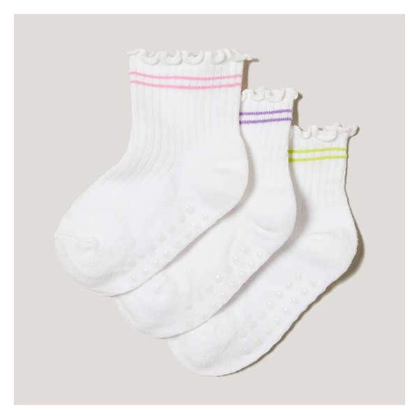 Toddler Girls' 3 Pack Quarter-Crew Socks - White