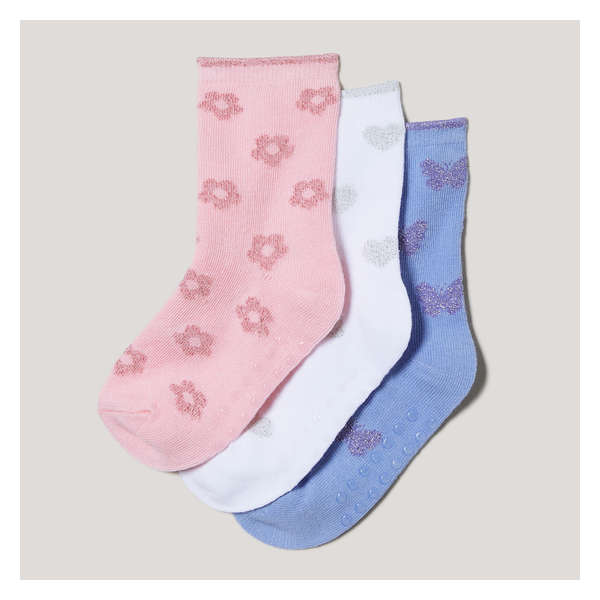 Toddler Girls' 3 Pack Crew Socks - Light Pink
