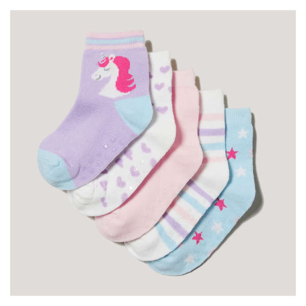 Toddler Girls' 5 Pack Quarter-Crew Socks - Multi
