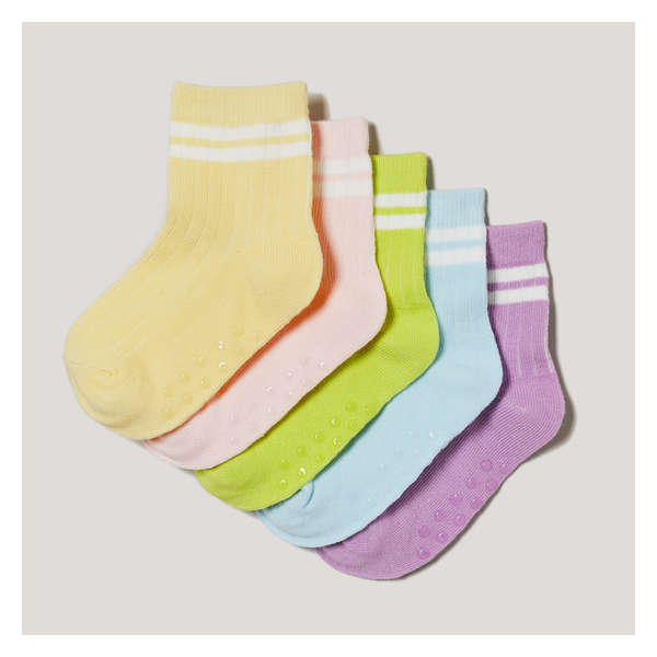 Toddler Girls' 5 Pack Quarter-Crew Socks - Yellow