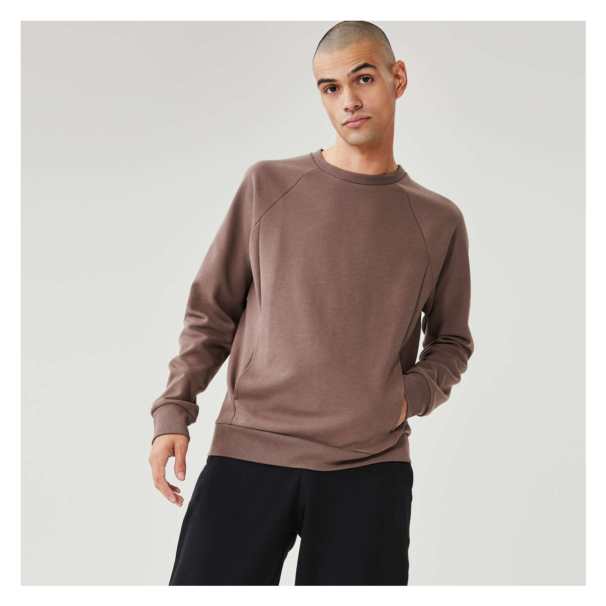 Men's Crew Neck Active Pullover in Brown from Joe Fresh