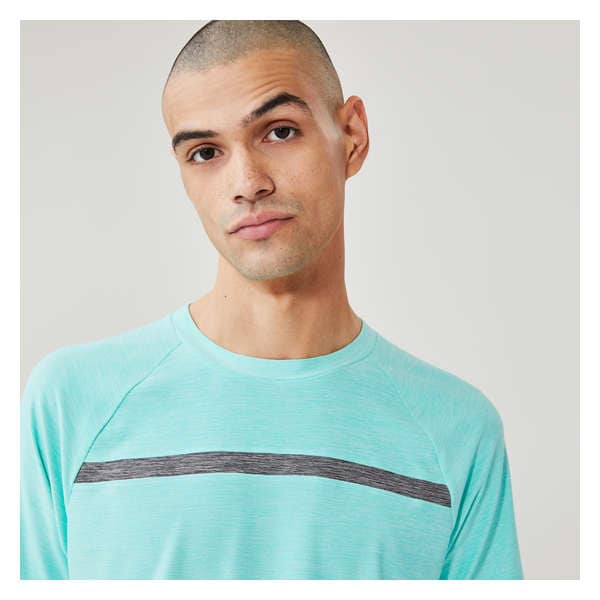 Men's Chest Stripe Active T-Shirt - Light Aqua Mix