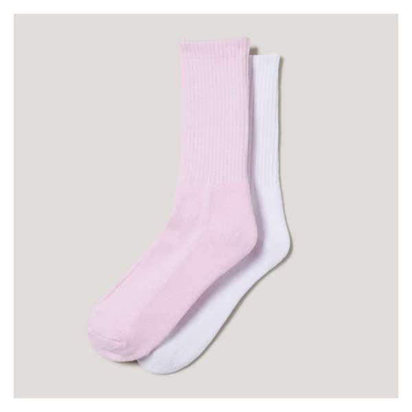 Gender-Free Adult 2 Pack Crew Socks - Pink