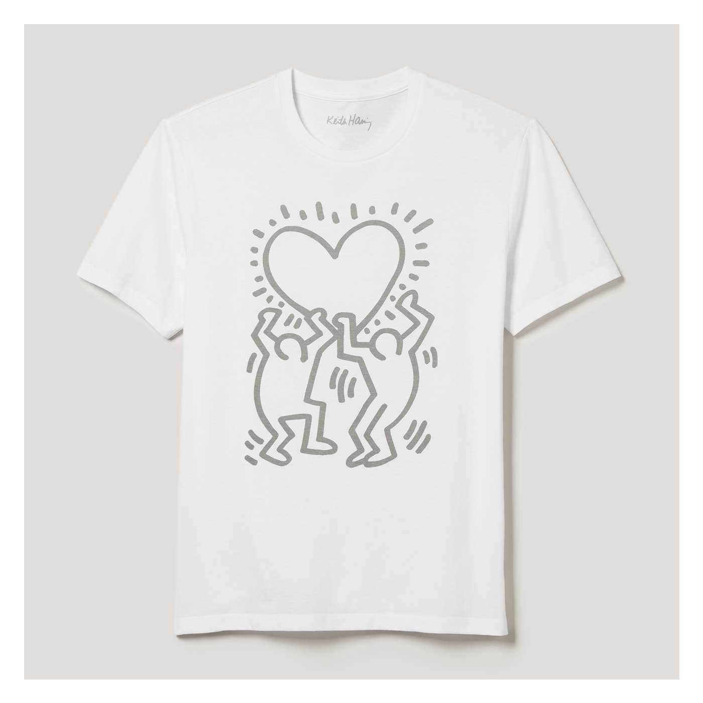 Gender-Free Adult Keith Haring Heart Pride T-Shirt in White from