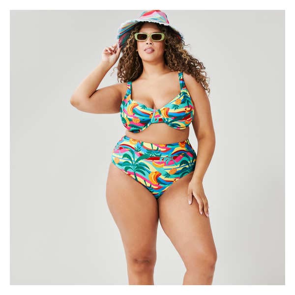 Women+ Printed Underwire Bikini Top - Bright Aqua