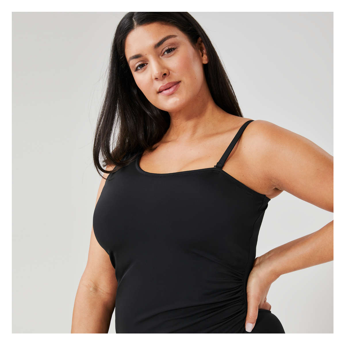 One-Shoulder Swimsuit in Black from Joe Fresh