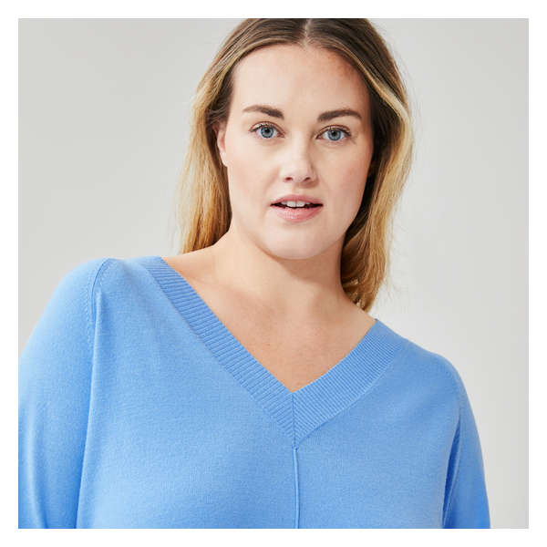 Women+ V-Neck Pullover - Pastel Blue