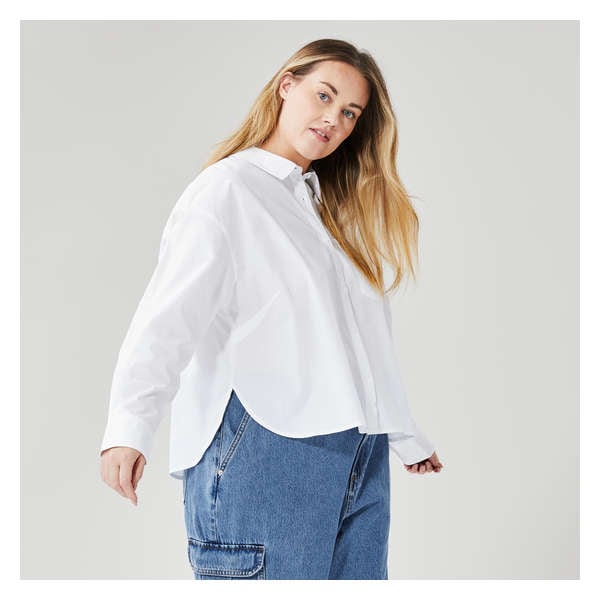 Women+ Essential Cropped Button-Down - Bright White