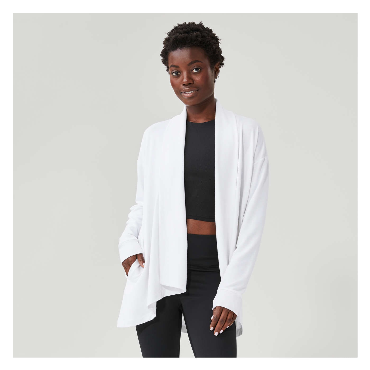 Open-Front Active Cardigan in White from Joe Fresh