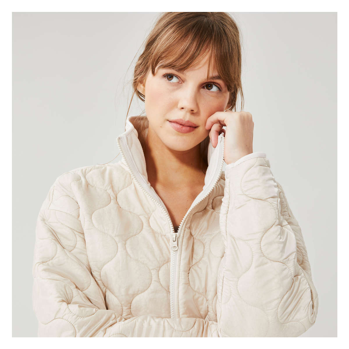Quilted Jacket in Beige from Joe Fresh