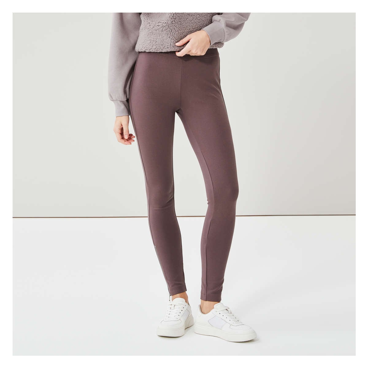 Investments Slim Factor by Investments Lacquered Ponte Wide Waistband  Leggings