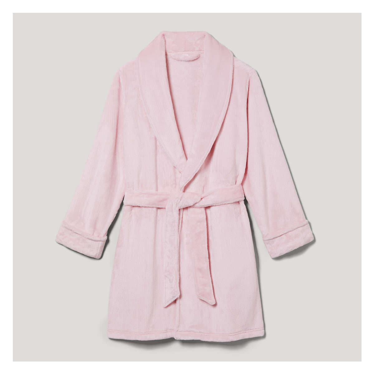 Ladies Classic Luxury Embroidered Fleece Robe - Pink