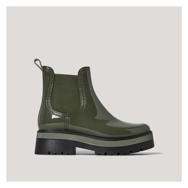 Platform Rain Boots - Dark Green