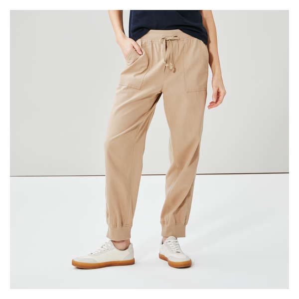  Niiyyjj Women's Summer Elastic Waist Bloomers Pocket Casual  Length Pants Solid Pleated Wide Leg Pants Khaki M: Clothing, Shoes & Jewelry