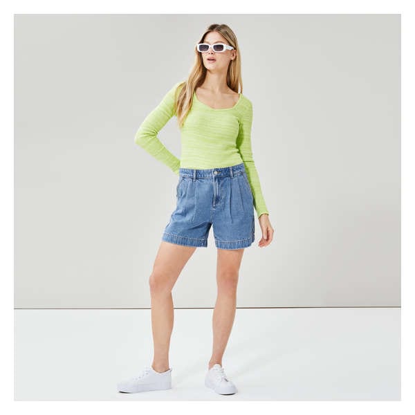 Real Essentials 3-Pack: Women's Bermuda 7 Denim Shorts - Casual Khaki Long  Chino Shorts Drawstring (Available in Plus Size)