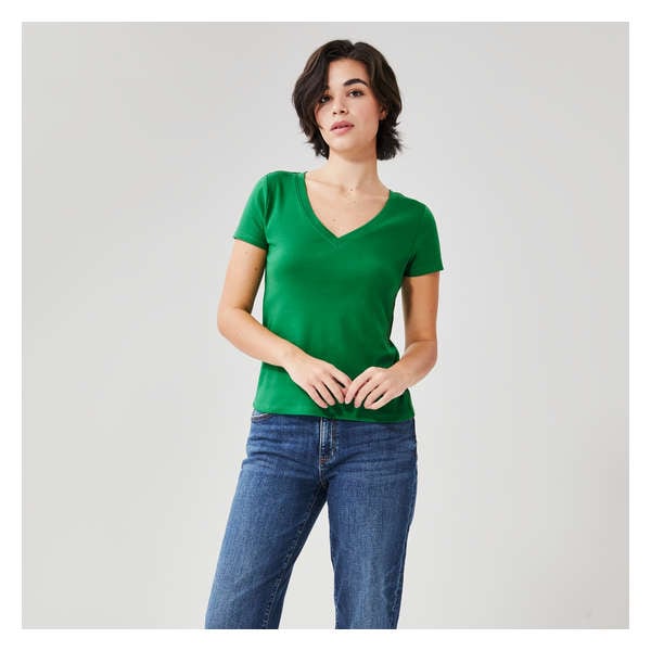 Organic Cotton V-Neck T-Shirt - Bright Green