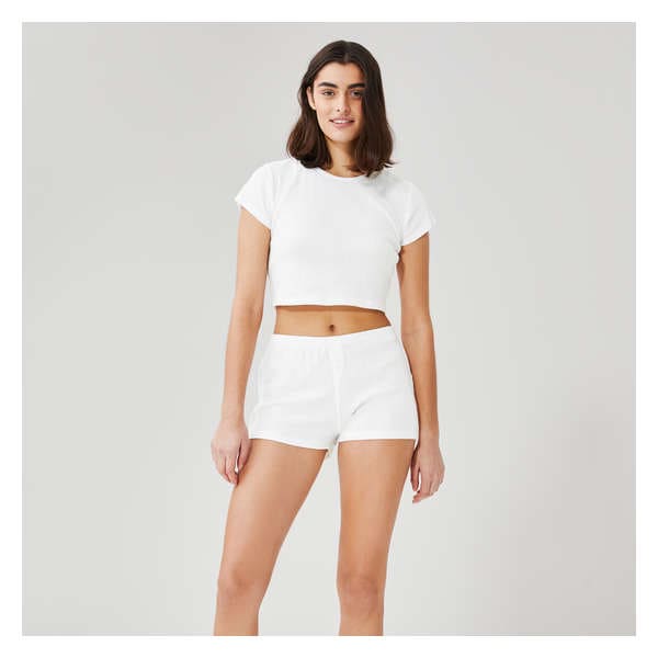 Pointelle Crop T-Shirt - Bright White
