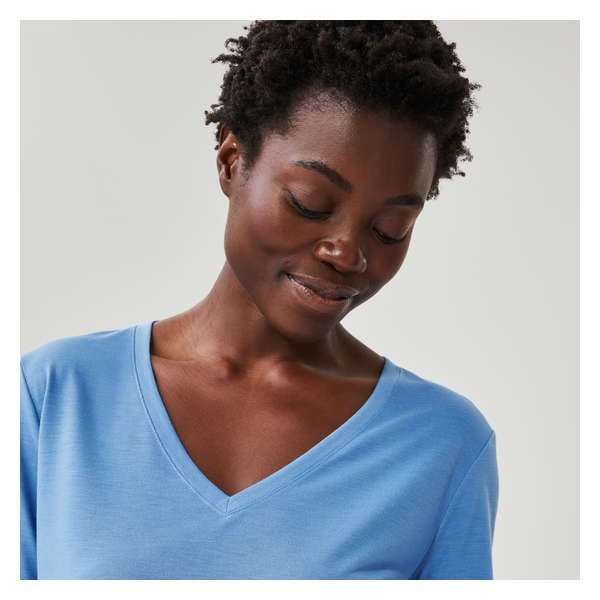 Relaxed V-Neck T-Shirt - Dusty Blue