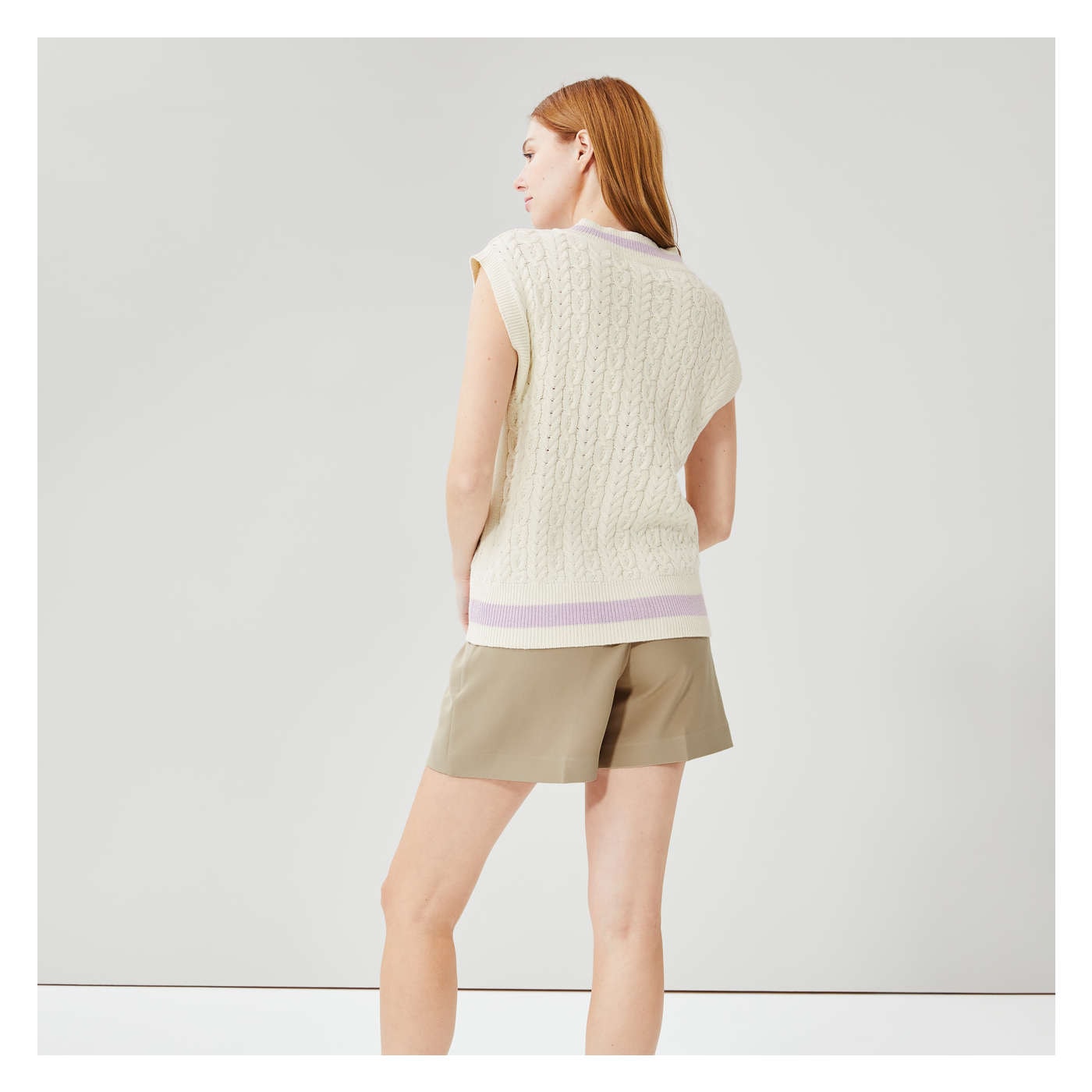 Cable Knit Vest in Ivory from Joe Fresh