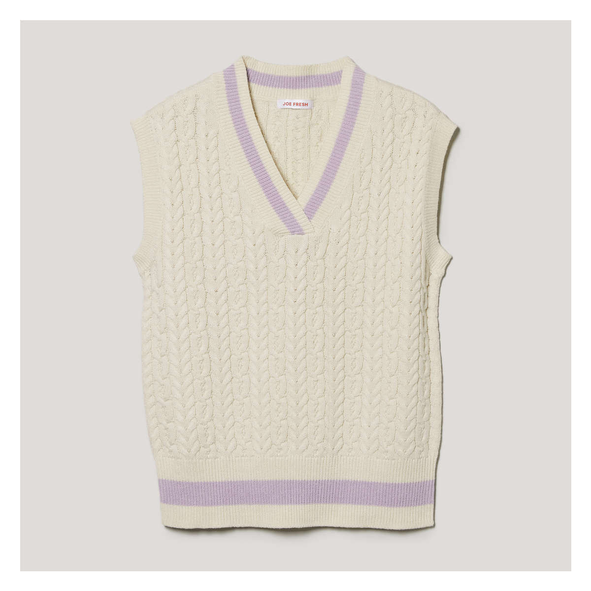 Cable Knit Vest in Ivory from Joe Fresh