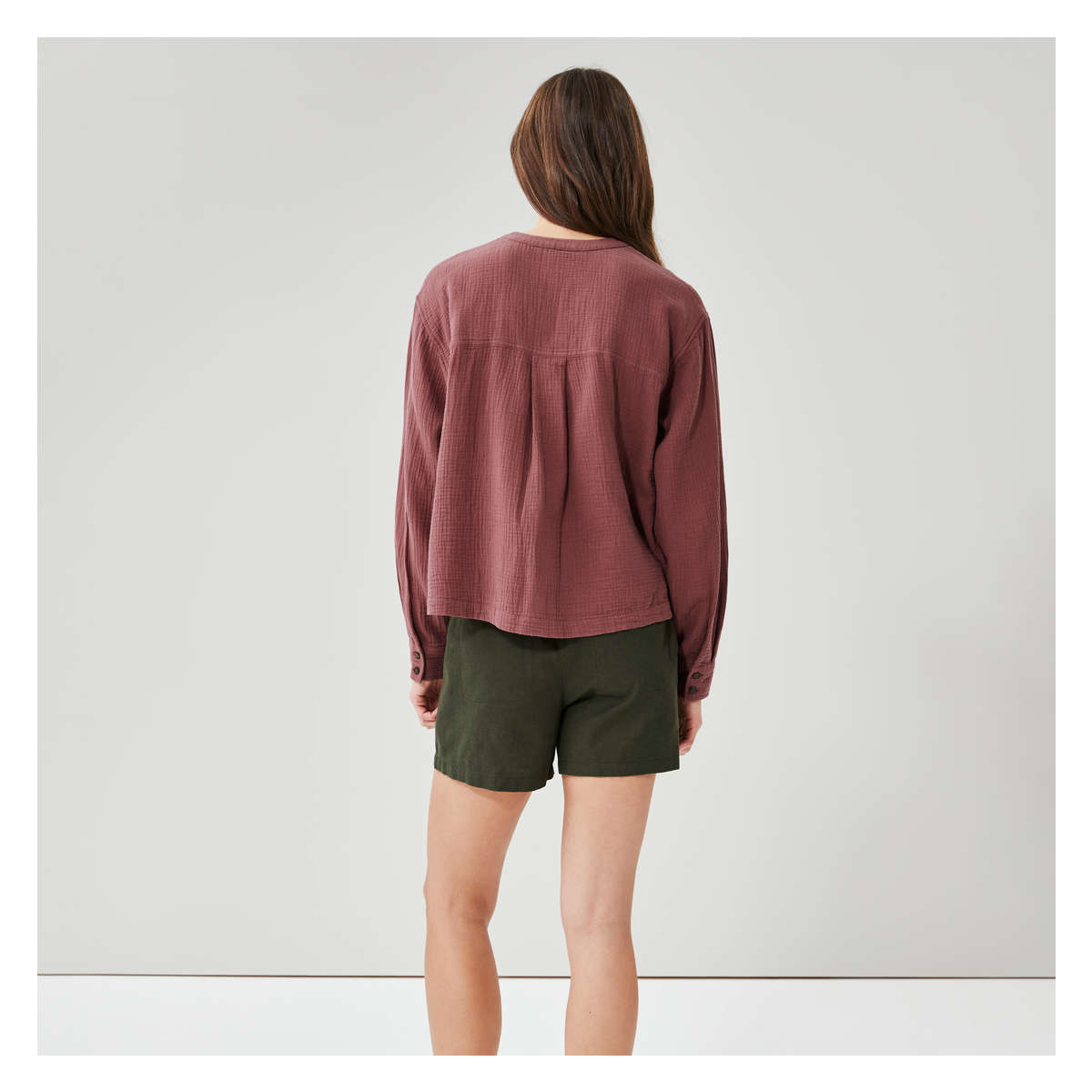 Double Gauze Shirt in Maroon from Joe Fresh