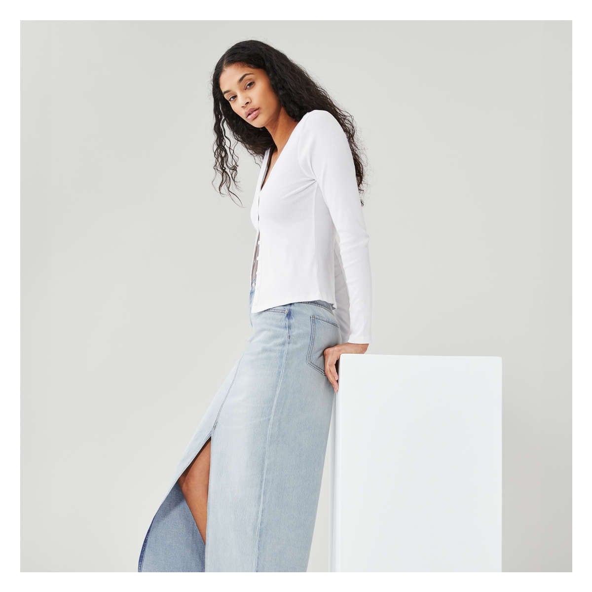 Essential Maxi Skirt in Light Wash from Joe Fresh