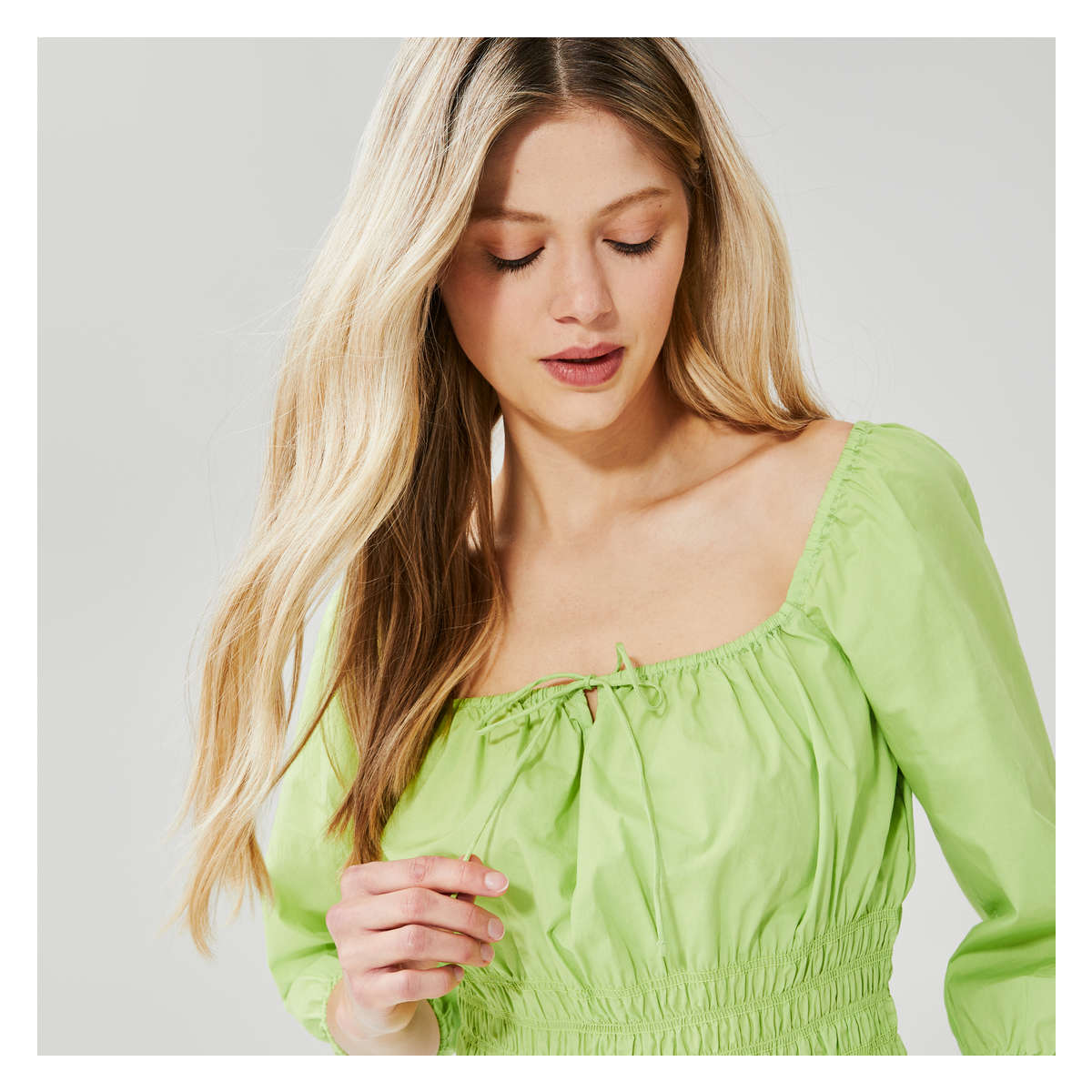 Smocked Top in Pale Green from Joe Fresh