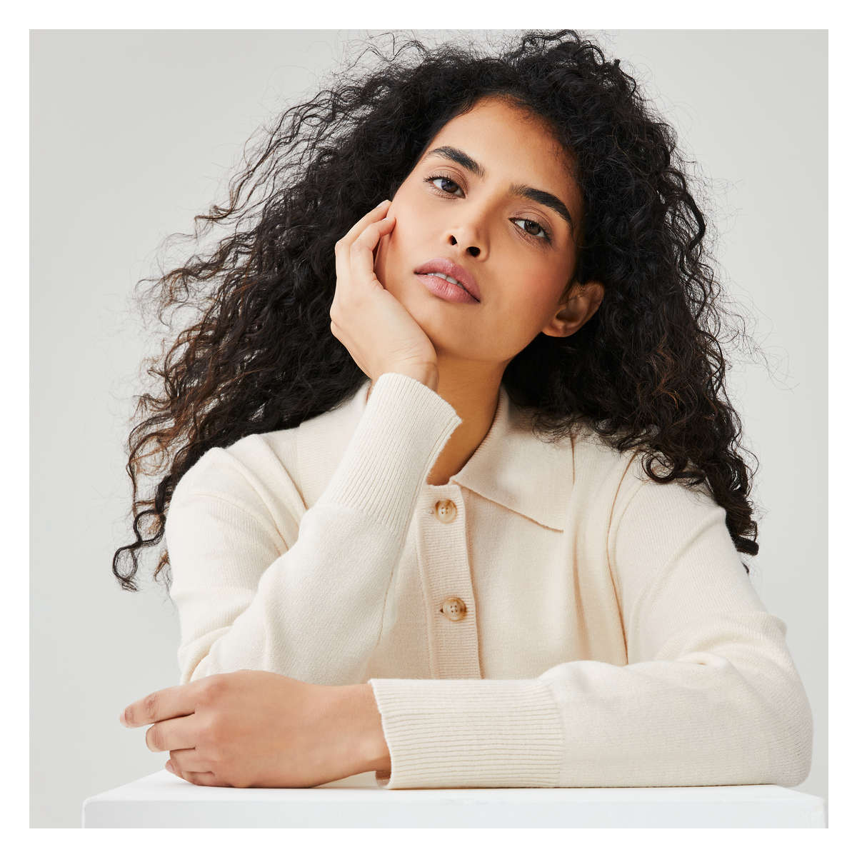 Essential Collared Pullover in Ivory from Joe Fresh