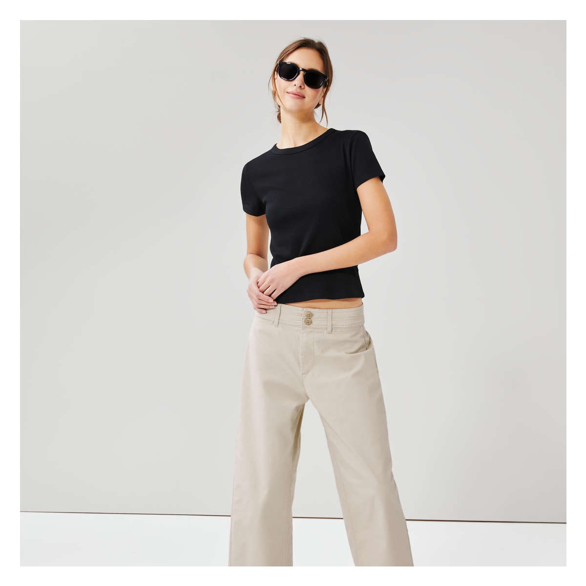 High Rise Pant in Light Taupe from Joe Fresh