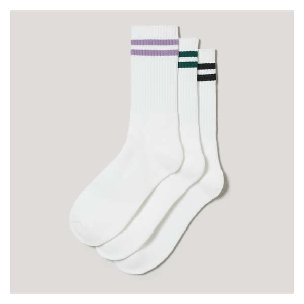 3 Pack Terry Crew Socks - White