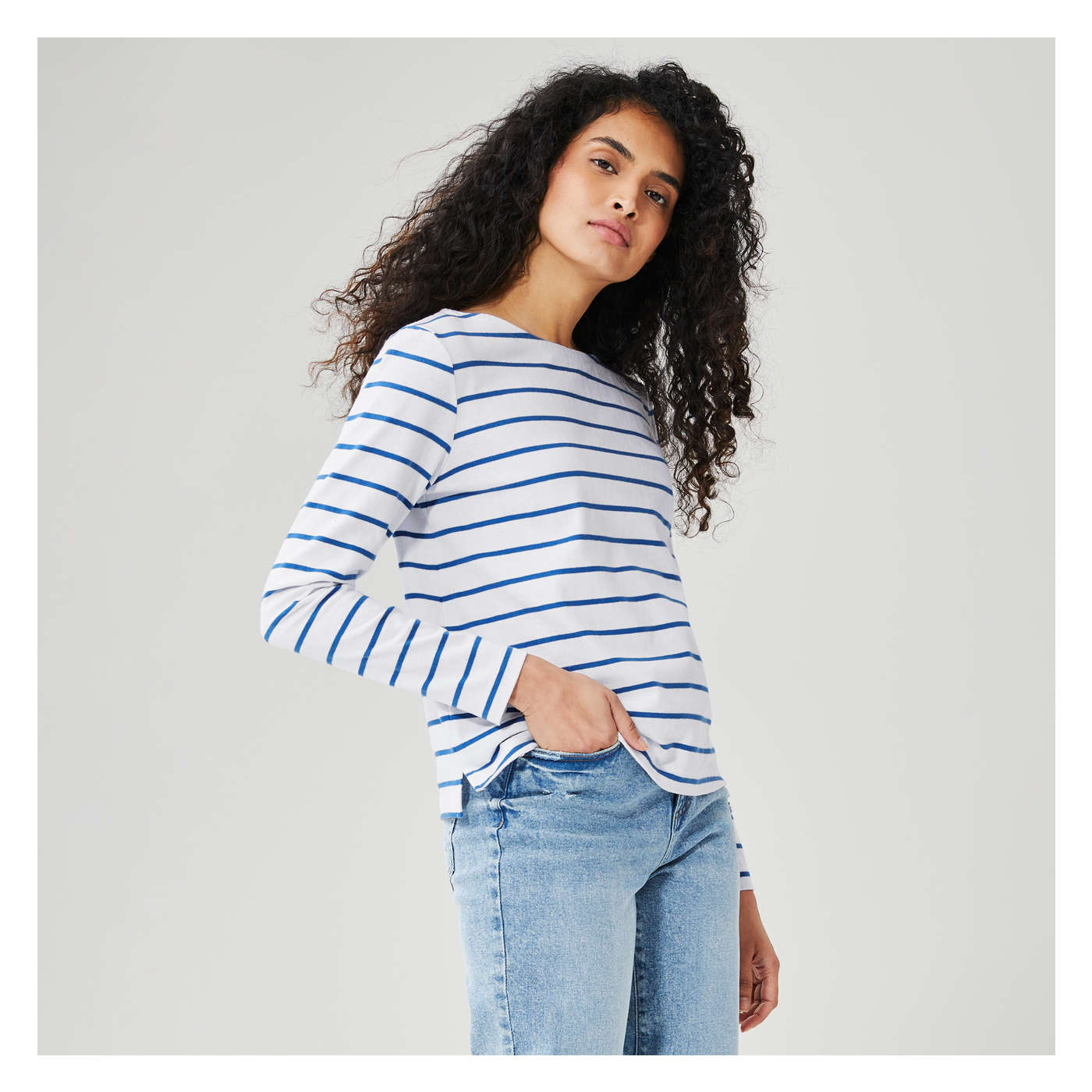 Essential Striped Top in White from Joe Fresh