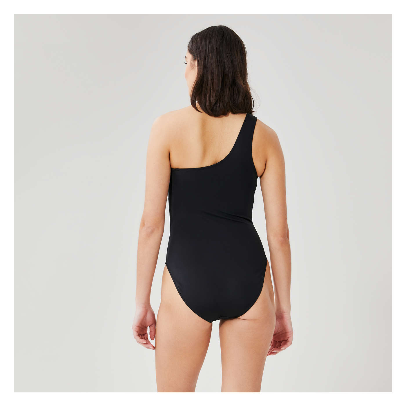 One-Shoulder Swimsuit in Black from Joe Fresh