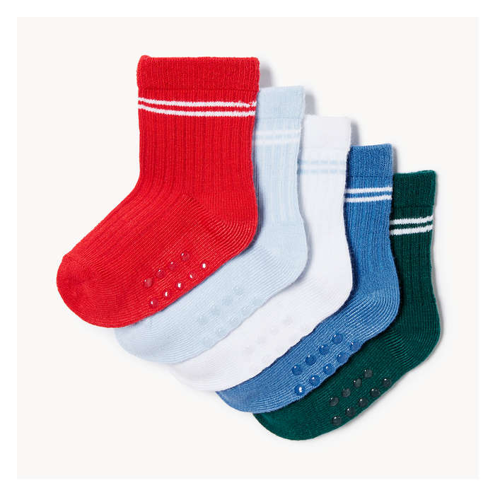 Baby Boys' 5 Pack Crew Socks - Red