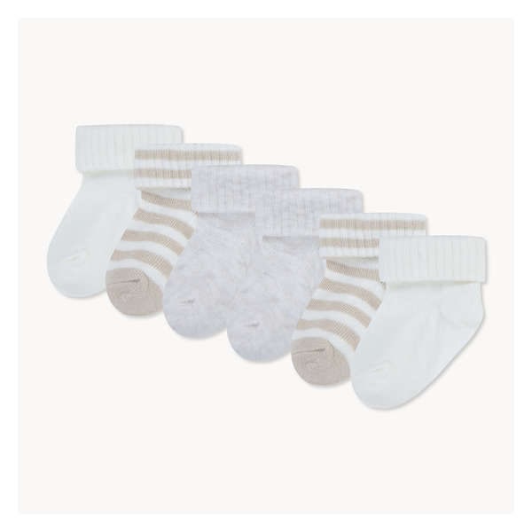 Ens. 6 paires chaussettes à revers replié Huggies - Brun Pâle