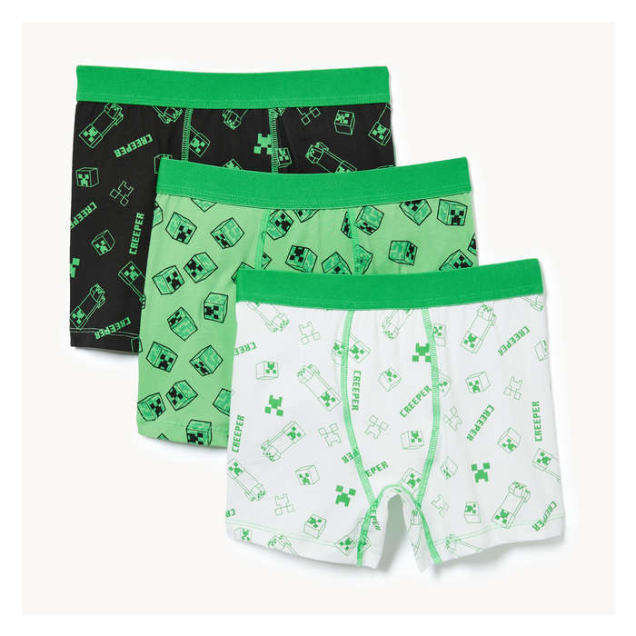 Kid Boys' 3-Pack Minecraft Boxer Briefs - Green