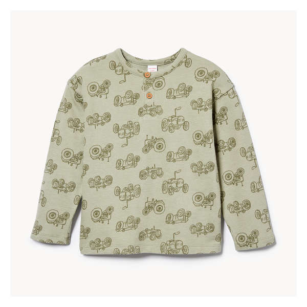 Toddler Boys' Henley Long Sleeve - Light Khaki Green