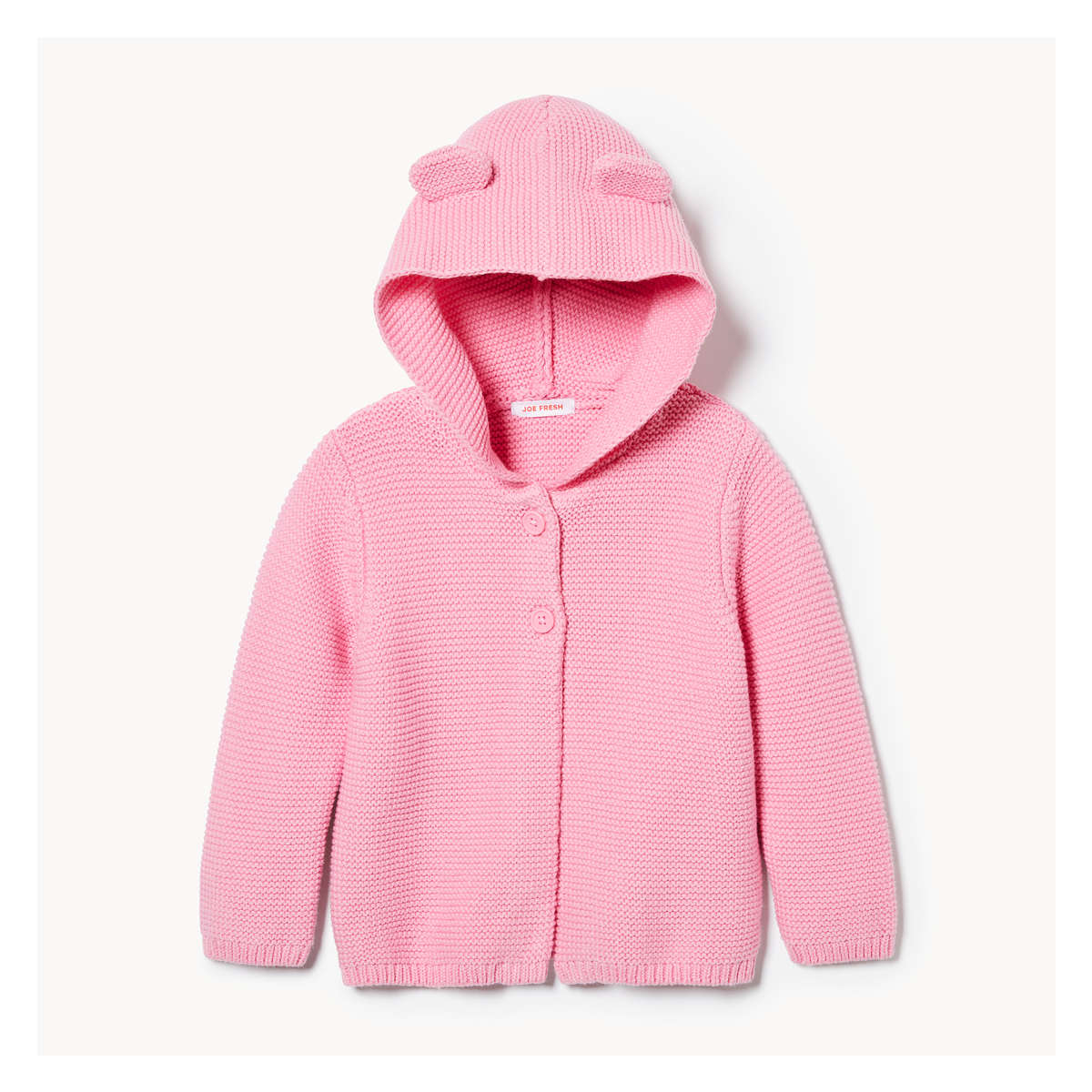 Baby Girls' Hooded Bear Cardigan in Dusty Pink from Joe Fresh