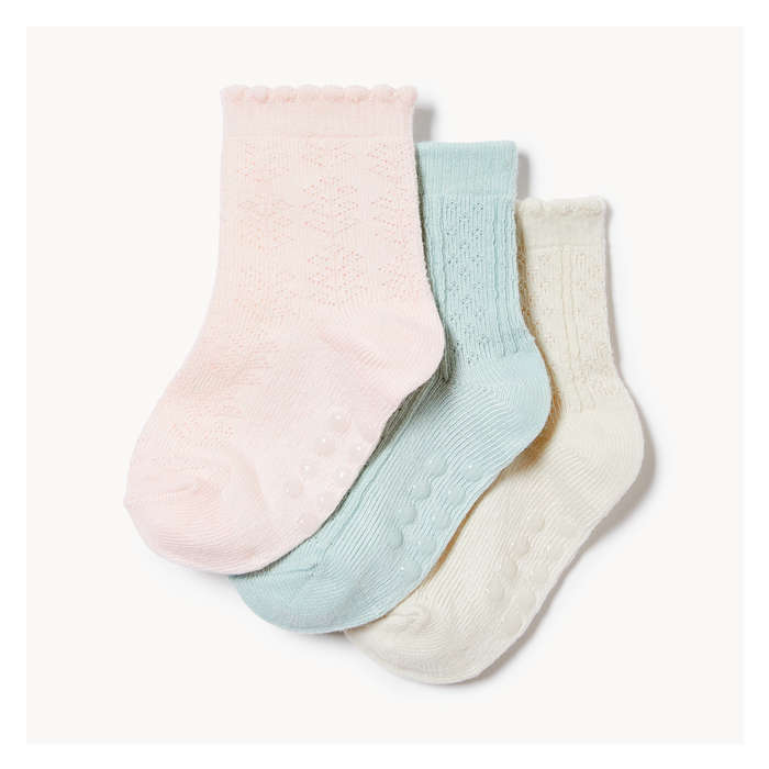 Baby Girls' 3 Pack Crew Socks - Pink