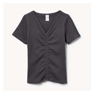 Kid Girls' Ruched Front T-Shirt - Charcoal