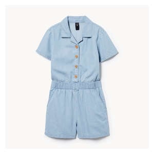 Kid Girls' Denim Romper - Light Aqua
