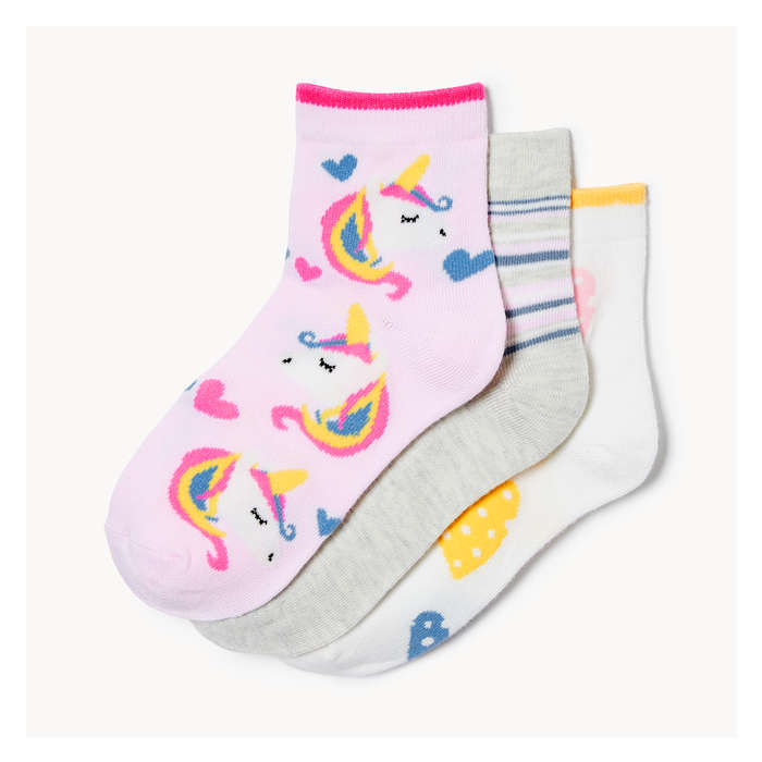 Kid Girls' 3 Pack Quarter-Crew Socks