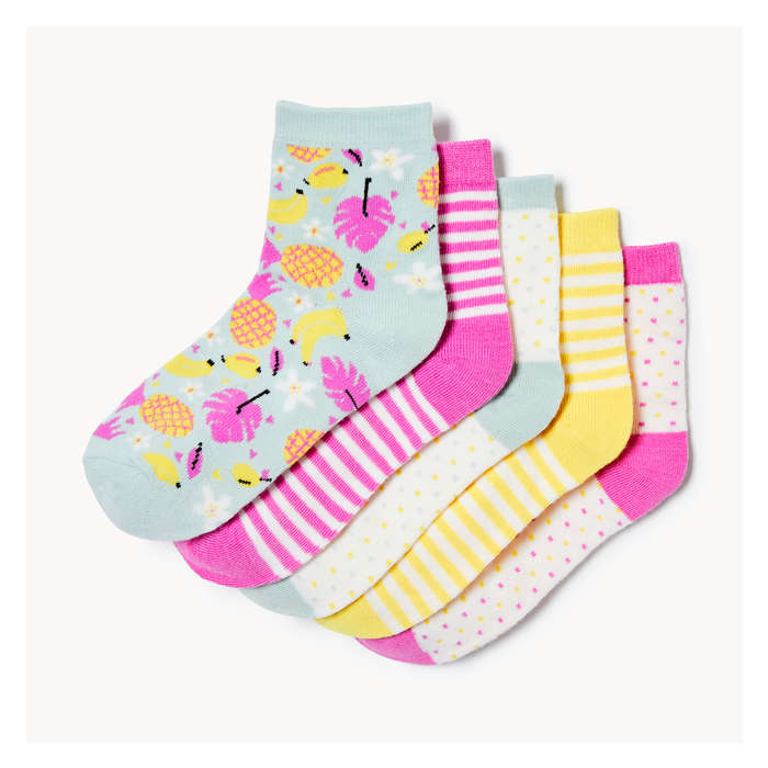 Kid Girls' 5 Pack Quarter-Crew Socks - Grey