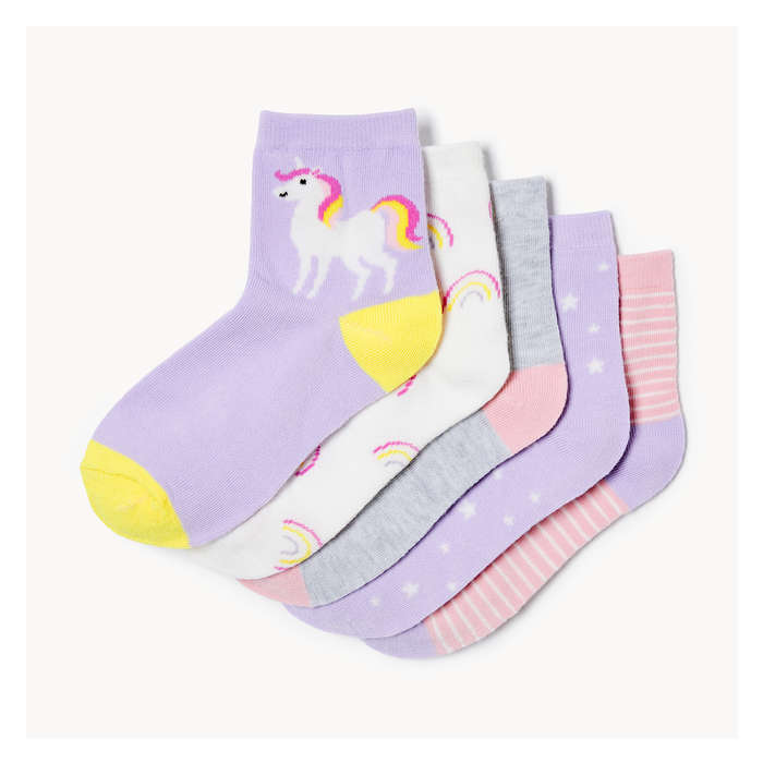 Kid Girls' 5 Pack Quarter-Crew Socks - Multi