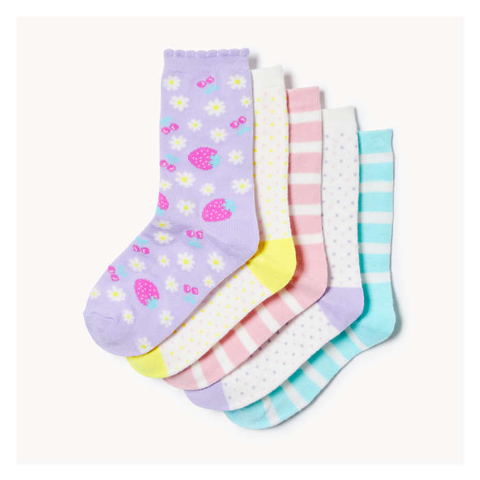 Kid Girls' 5 Pack Crew Socks