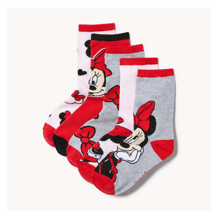 Kid Girls' 5 Pack Minnie Mouse Crew Socks