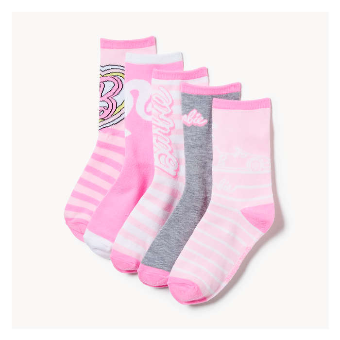 Kid Girls' 5-Pack Barbie Crew Socks