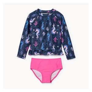 Toddler Girls' 2-Piece Rash Guard Set - Navy