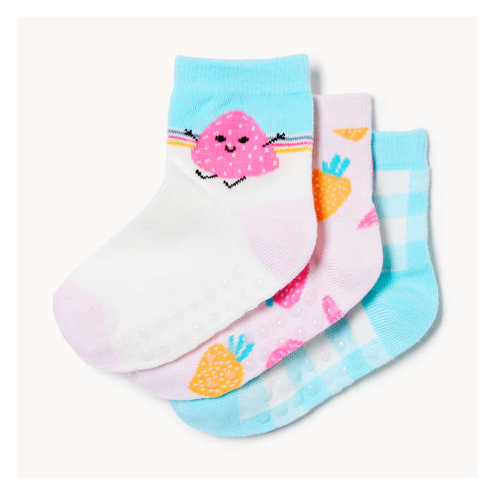 Toddler Girls' 3 Pack Quarter-Crew Socks - Blue